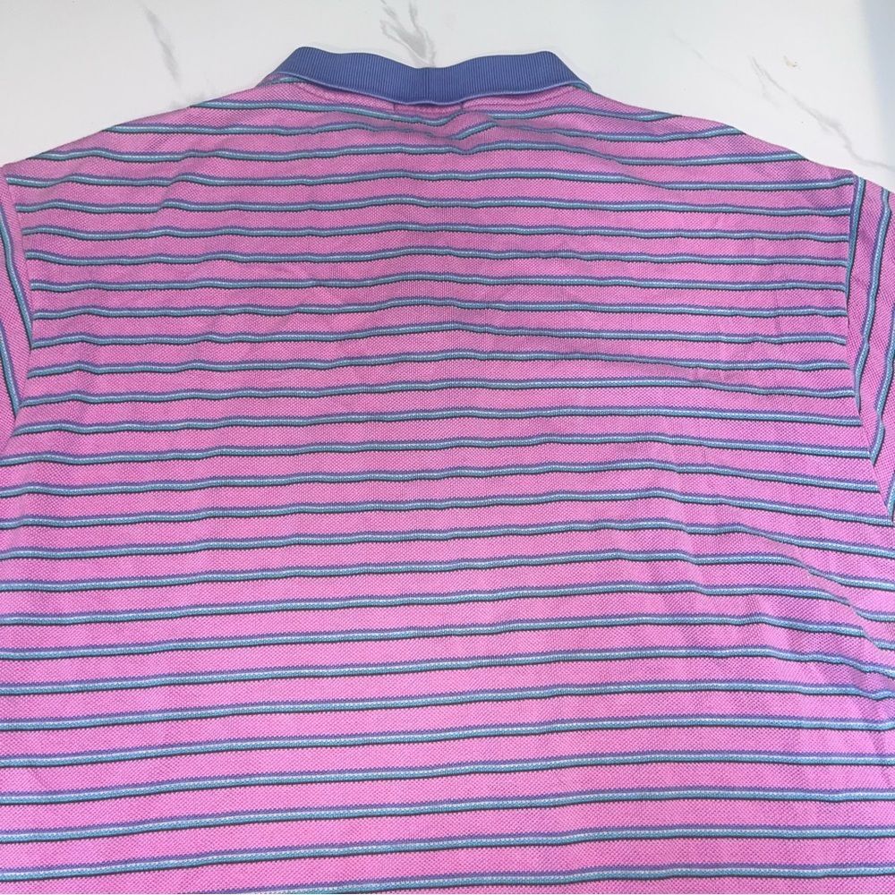 Vintage Lacoste Collection 80s Pink Teal Purple Shirt with Tennis Tails L - Picture 6 of 8